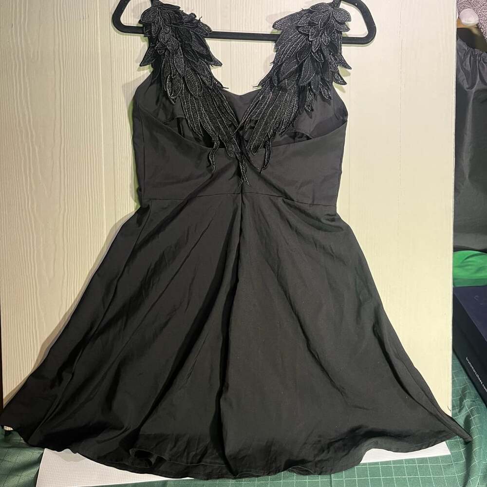 Choies Angel Wing Black Mini Dress